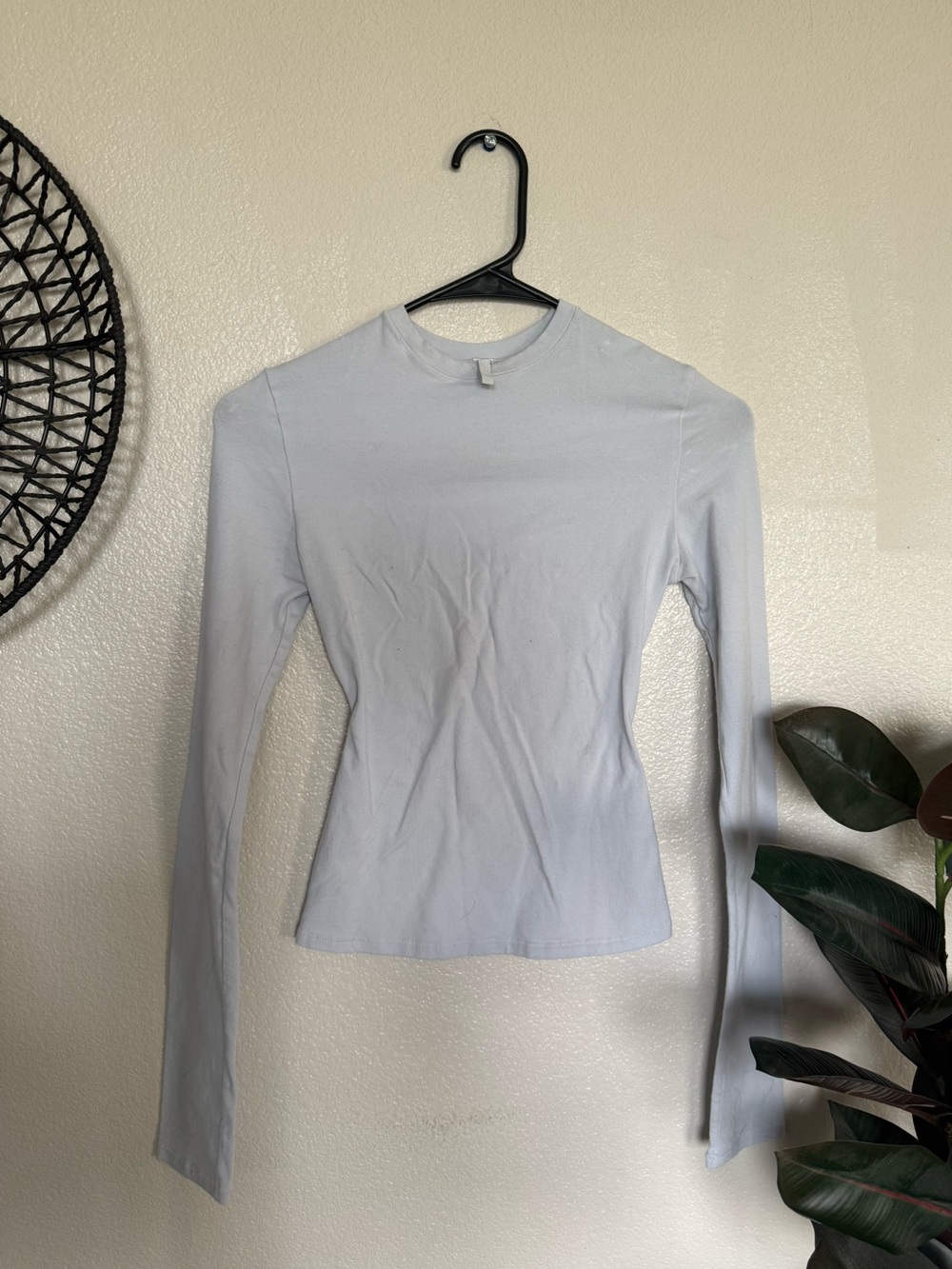 SKIMS Pale Blue Long-Sleeve Crewneck Top